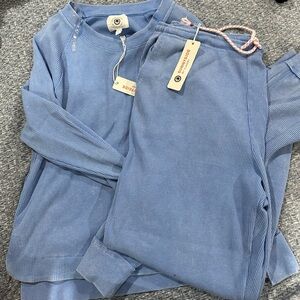 Sundry Blue Waffle Knit Jogger Set